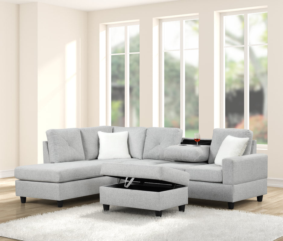 Rocket Reversible Sectional ( White & Black & Charcoal & Grey & Light Grey )