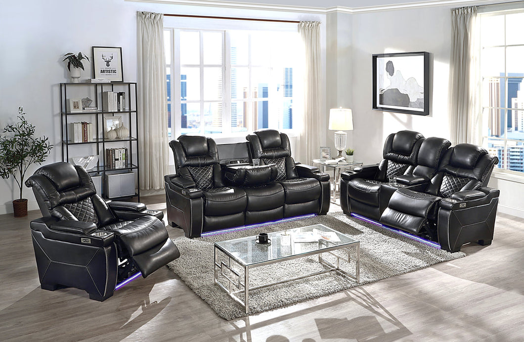 ROMINA BLACK 3PC POWER RECLINING SOFA SET