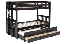 Load image into Gallery viewer, BB40 Espresso TWIN/TWIN Bunk Bed w/Twin Trundle + 3 Drawers Espresso
