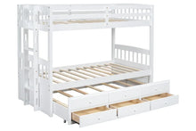 Load image into Gallery viewer, BB41 White TWIN/TWIN Bunk Bed w/Twin Trundle + 3 Drawers
