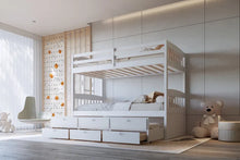 Load image into Gallery viewer, BB41 White TWIN/TWIN Bunk Bed w/Twin Trundle + 3 Drawers
