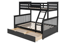 Load image into Gallery viewer, BB22 Black Twin/Full Bunk Bed w/Twin Trundle
