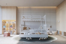 Load image into Gallery viewer, BB21 White Twin/Full Bunk Bed w/Twin Trundle
