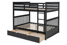 Load image into Gallery viewer, BB32 Black Full/Full Bunk Bed w/Twin Trundle
