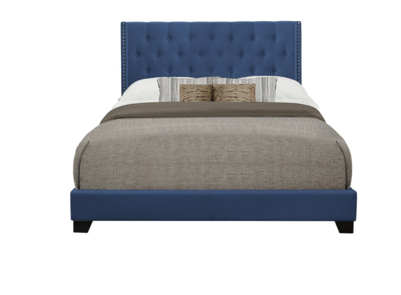 SH215 UPHOLSTERED BLUE TUFTED FABRIC FULL SIZE  BED