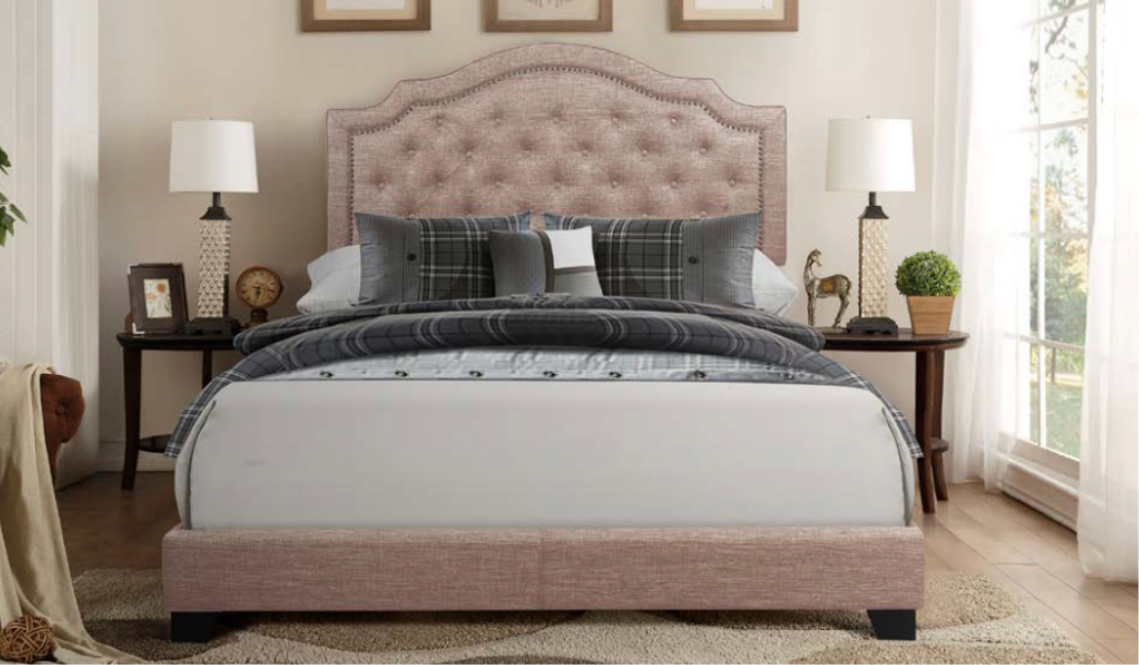 SH255 Beige Upholstered Tufted Fabric Bed Frame – Mattress Shack