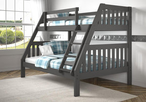 MISSIONED TWIN OVER FULL GRAY BUNK BED