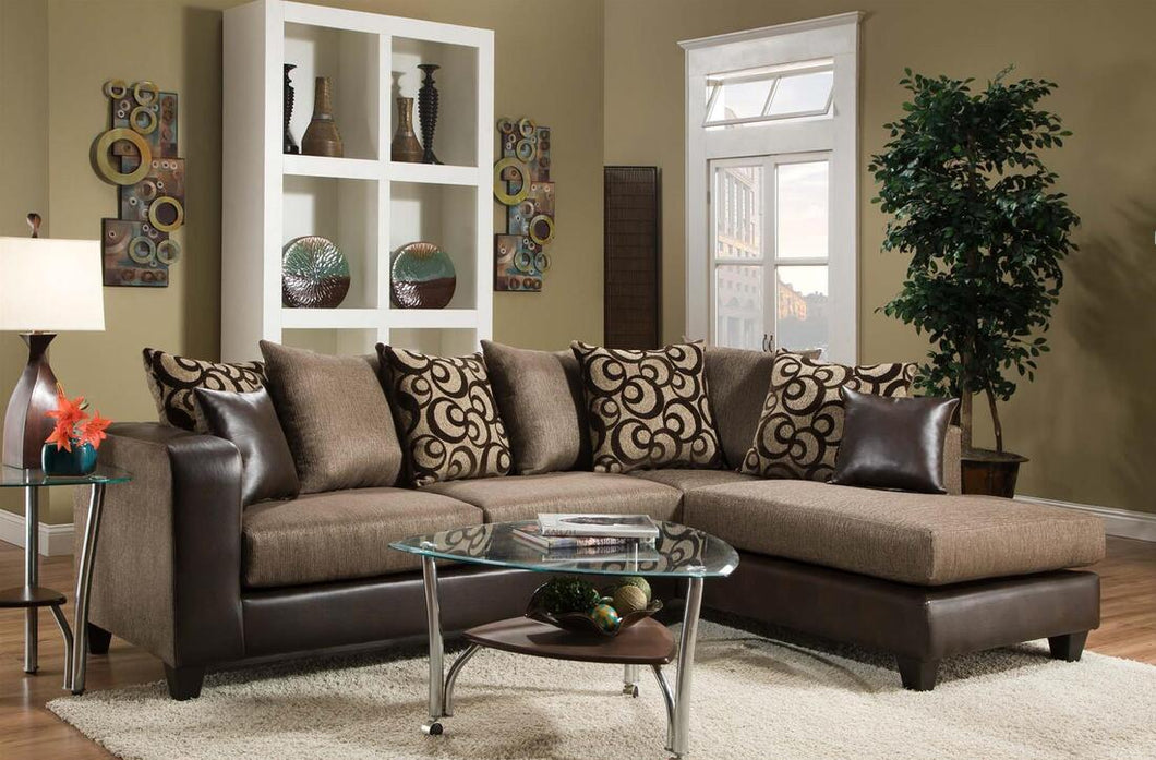 110 BROWN SECTIONAL W/ PILLOWS