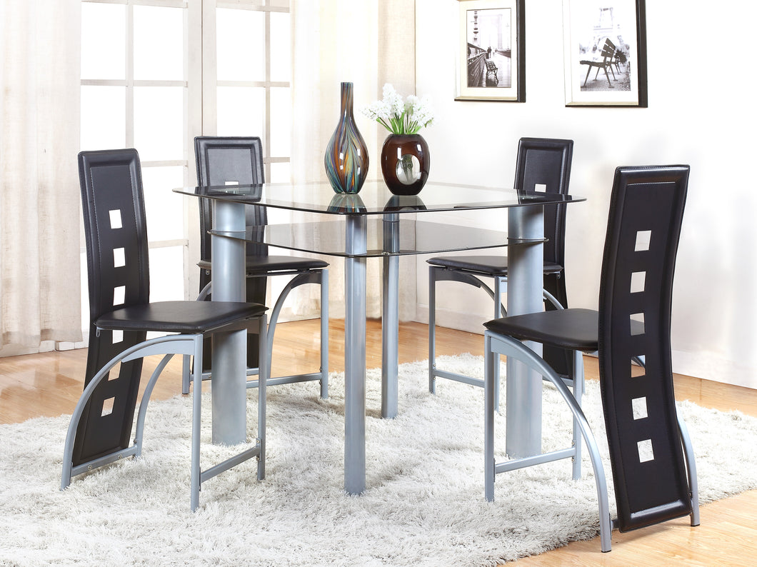 ECHO BLACK GLASS COUNTER HEIGHT DINING SET