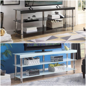FLOOR MODEL CLEARANCE -WHALEN GLASS TV STAND WITH METAL LEGS