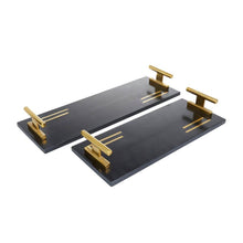 Load image into Gallery viewer, SET OF 2 CONTEMPORARY BLACK MARBLE TRAYS
