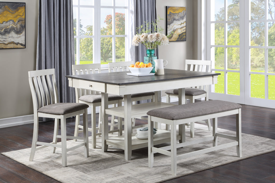 NINA COUNTER HEIGHT DINING SET IN CHALK GREY