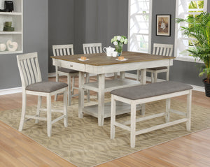 NINA COUNTER HEIGHT DINING SET IN FARMHOUSE WHITE