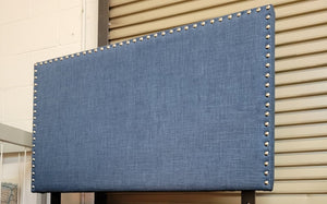 OPEN BOX SKYE BLUE TWIN NAILHEAD HEADBOARD W/ BED FRAME
