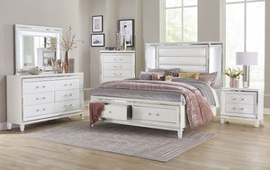 TAMSIN WHITE STORAGE LED QUEEN 6PC BEDROOM SET
