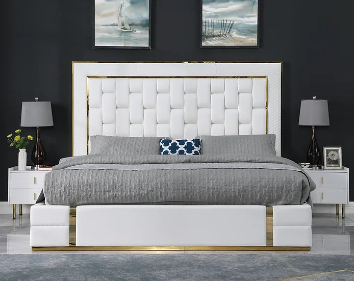 MARBELLA GOLD WHITE/BLACK ACCENTS BED