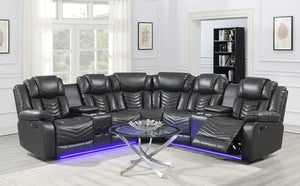 LUCKY CHARM RECLINING SECTIONAL W/ LED LIGHTS (2 COLORS)