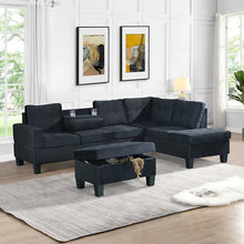 Load image into Gallery viewer, ALLEN PARKWAY VELVET 3PC SECTIONAL &amp; OTTOMAN (3 COLORS)
