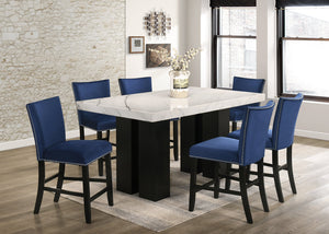 FINLEY GENUINE MARBLETOP 7PC COUNTER HEIGHT DINING SET (5 COLORS)