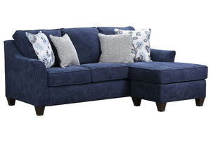 FLOOR MODEL CLEARANCE LANE BLUE LINEN REVERSIBLE SECTIONAL