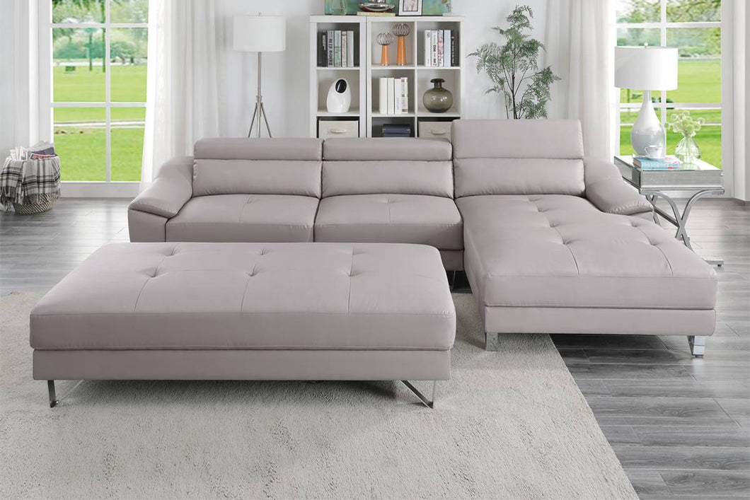 2PC MODERNE FAUX LEATHER SECTIONAL W/OTTOMAN