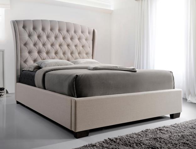 KAITLYN TUFTED TALL BED IN BEIGE