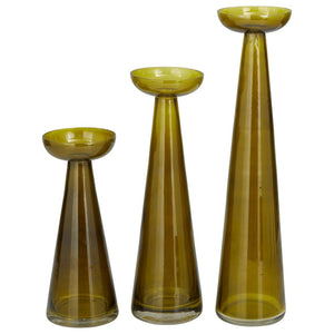 SET OF 3 GLASS CANDLE HOLDERS
