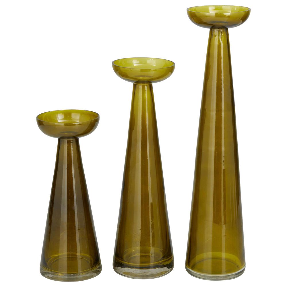 SET OF 3 GLASS CANDLE HOLDERS