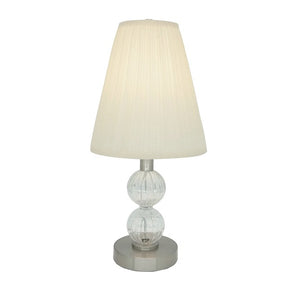 WHITE CRYSTAL STACKED TABLE LAMP PAIR 21"