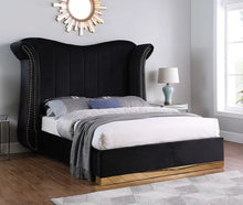 Load image into Gallery viewer, LUNA NAILHEAD PLATFORM BED IN BLACK OR GRAY VELVET
