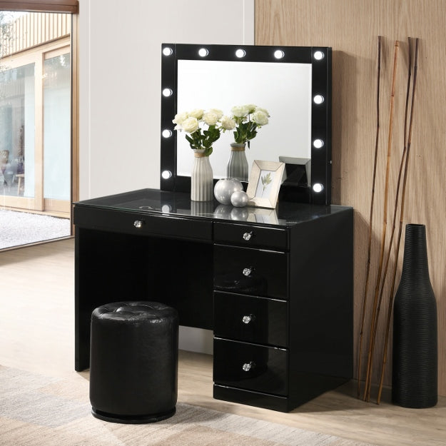 AVERY VANITY WITH SINGLE SIDED DRAWERS AND LED MIRROR TOP (2 COLORS)