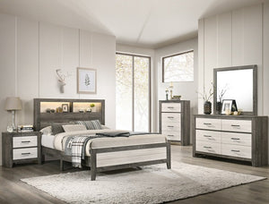 RHETT LED 2-TONE QUEEN 6PC PLATFORM BEDROOM SET