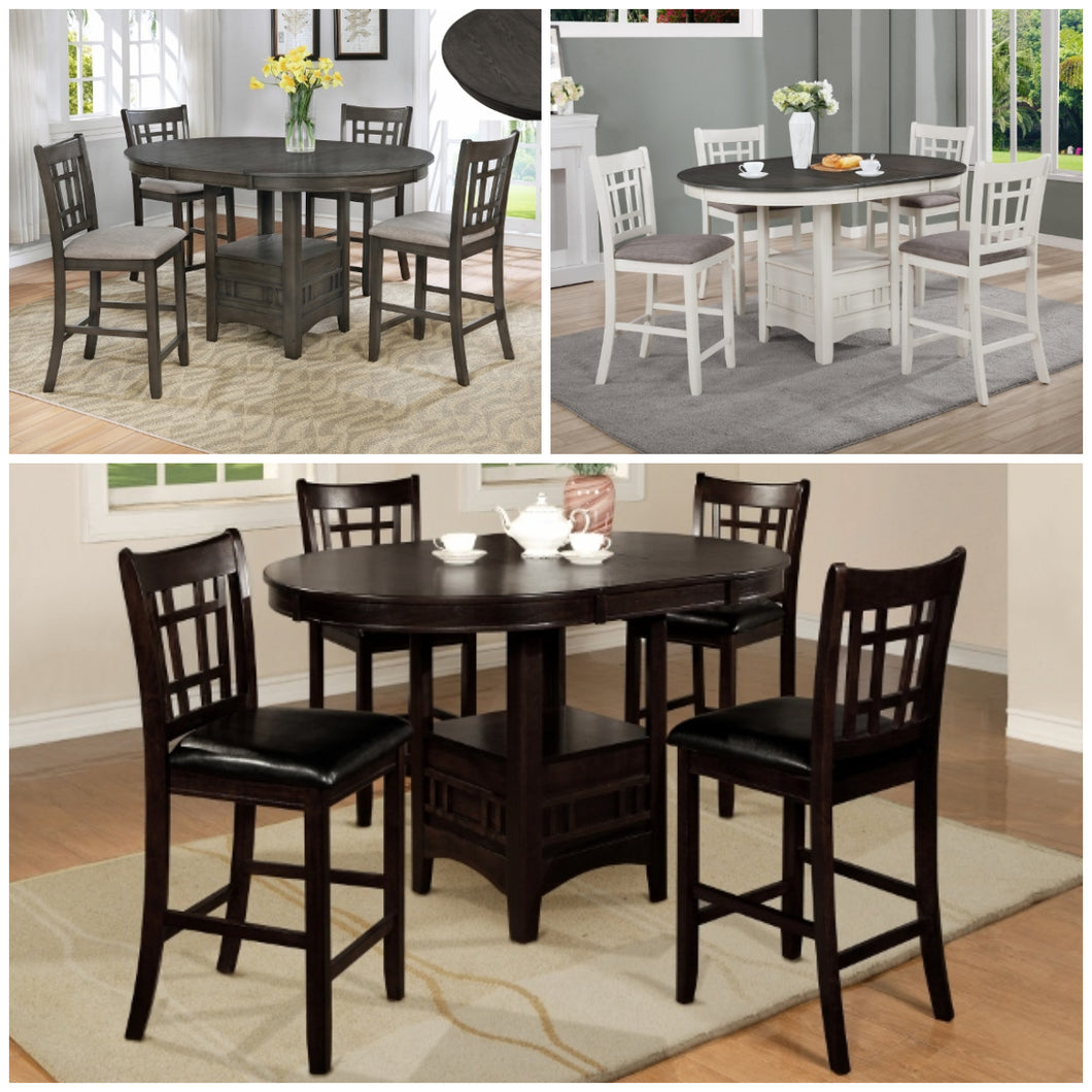 HARTWELL 5PC COUNTER HEIGHT DINING SET (3 COLORS)