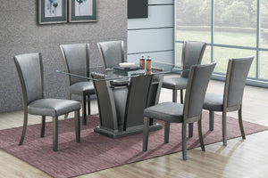 JODI CLEAR GLASS GRAY QUEEN 5PC DINING SET