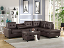 Load image into Gallery viewer, 1HEIGHTS LEATHER 3PC SECTIONAL+OTTOMAN SET WITH DROPDOWN CUP HOLDERS (3 COLORS)
