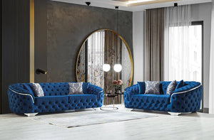 LUPINO TUFTED VELVET 2 PC SOFA & LOVESEAT