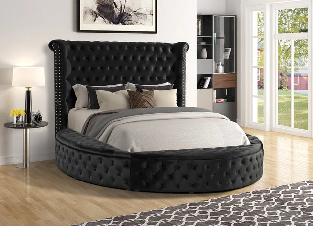 PENTHOUSE PLATFORM STORAGE BED QUEEN IN VELVET