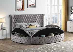 PENTHOUSE PLATFORM STORAGE BED QUEEN IN VELVET