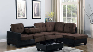 PARK PLACE BROWN SECTIONAL WITH DROP DOWN CUP HOLDER