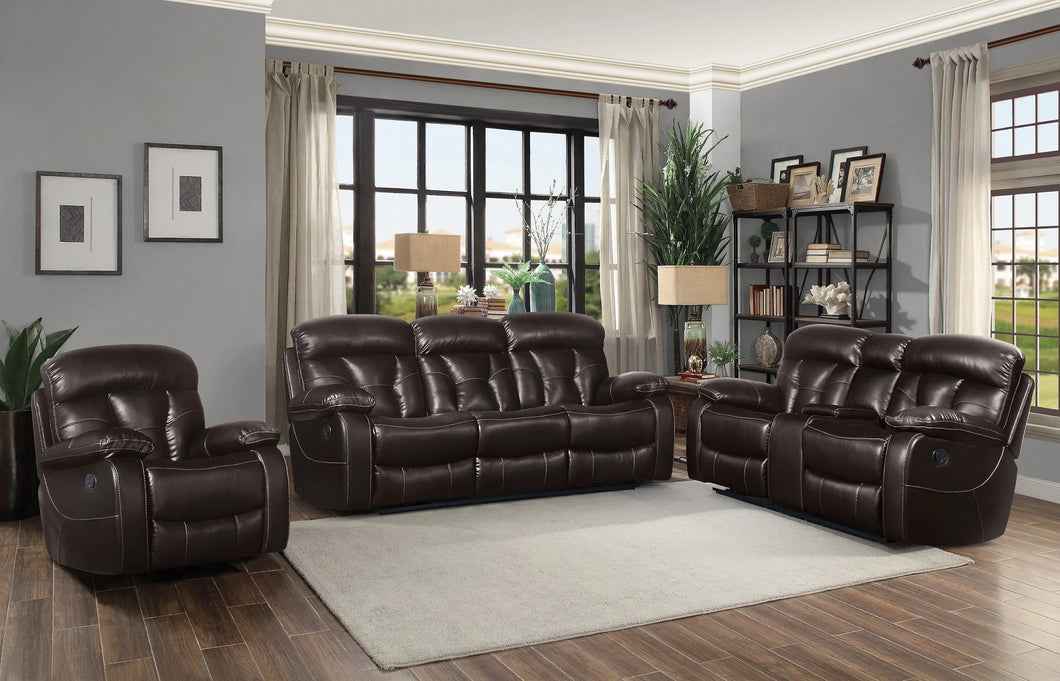 CLAIRE BROWN 2PC RECLINING SOFA SET