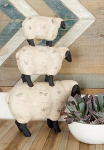 FARMHOUSE POLYSTONE STACKED SHEEP STATUE