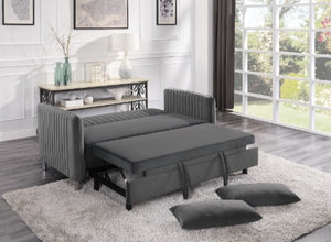 Convertible Studio Sofa with Pull-Out Bed in Grey