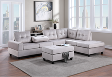 Load image into Gallery viewer, 20HEIGHTS VELVET 3PC SECTIONAL WITH DROP DOWN CUP HOLDERS AND STORAGE OTTOMAN (3 COLORS)
