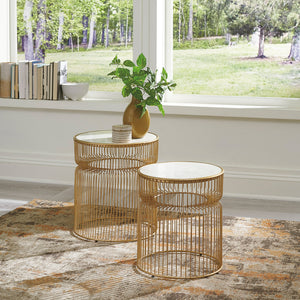 HINTON WHITE/GOLD ACCENT TABLE SET