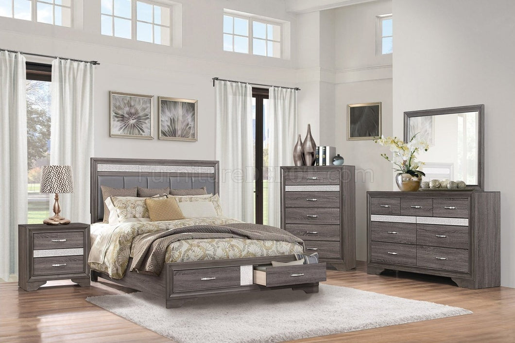 FLOOR MODEL CLEARANCE LUSTER GREY 6PC QUEEN BEDROOM SET