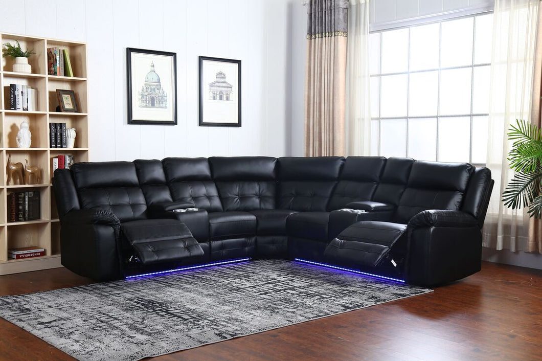 AMAZON LEATHER BLACK POWER RECLINING SECTIONAL