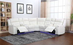 AMAZON LEATHER WHITE POWER RECLINING SECTIONAL