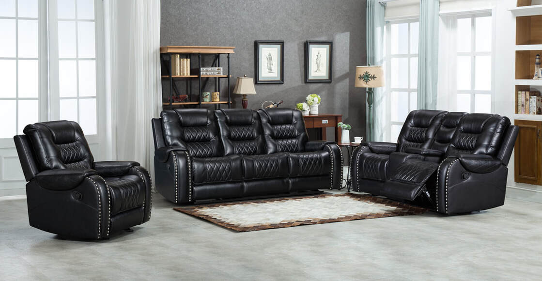 ASHLEY LEATHER 3PC RECLINING LIVING ROOM SET