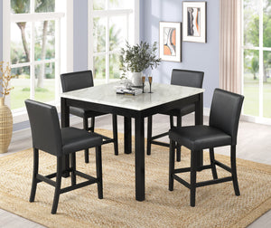 DIOR WHITE FAUX MARBLE TOP 5PC COUNTER HEIGHT DINING SET (3 COLORS)