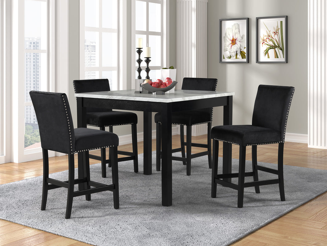 DIOR WHITE FAUX MARBLE TOP 5PC COUNTER HEIGHT DINING SET (3 COLORS)